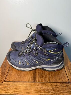 Salomon X Ultra Mid 3 GTX Hiking Boots Womens Size 9.5 Purpleblue Gore-Tex Shoes
